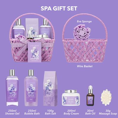 Bath and Body Gift Basket Set for Women 8 Pcs Valentines Day Gifts Bath Spa Set Spa Kit for Women Gifts Set Spa Gift Baskets Set for Mothers Day Spa Set for Mom Mothers Birthday Christmas Gifts