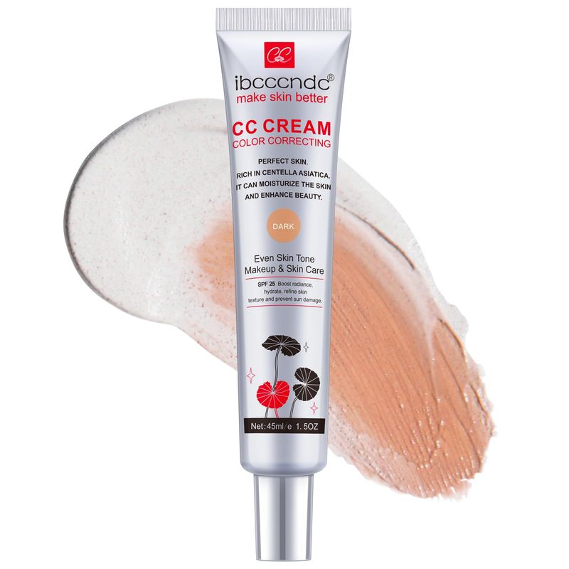 Color Correcting CC Cream With Centella Asiatica - Color Correcting Formula for Blemishes, Skin Redness, &amp; Acne Marks - Lightweight - Moisturize Skin and SPF Protection, Even Skin Tone (Dark)