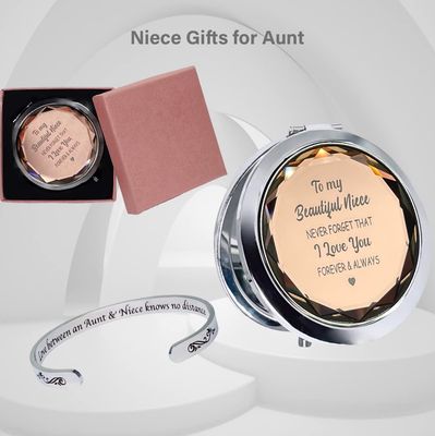 Gift for Niece from Aunt, Niece Compact Mirror Champagne, Niece Bracelet from Aunt, To My Niece Gift, I Love My Niece, To My Niece Bracelet, Niece Mirror, Gift for Niece Birthday Christmas