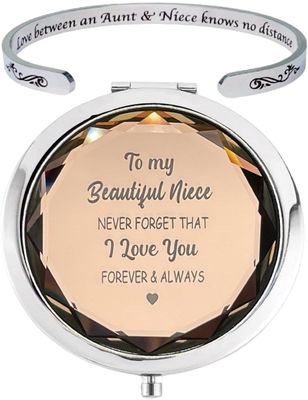 Gift for Niece from Aunt, Niece Compact Mirror Champagne, Niece Bracelet from Aunt, To My Niece Gift, I Love My Niece, To My Niece Bracelet, Niece Mirror, Gift for Niece Birthday Christmas