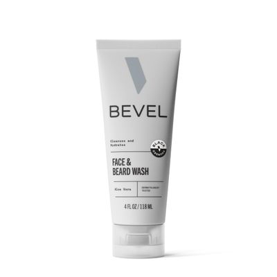 Bevel Face &amp; Beard Wash with Witch Hazel and Aloe Vera to Cleanse, Hydrate and Brighten Skin, 4 Fl Oz