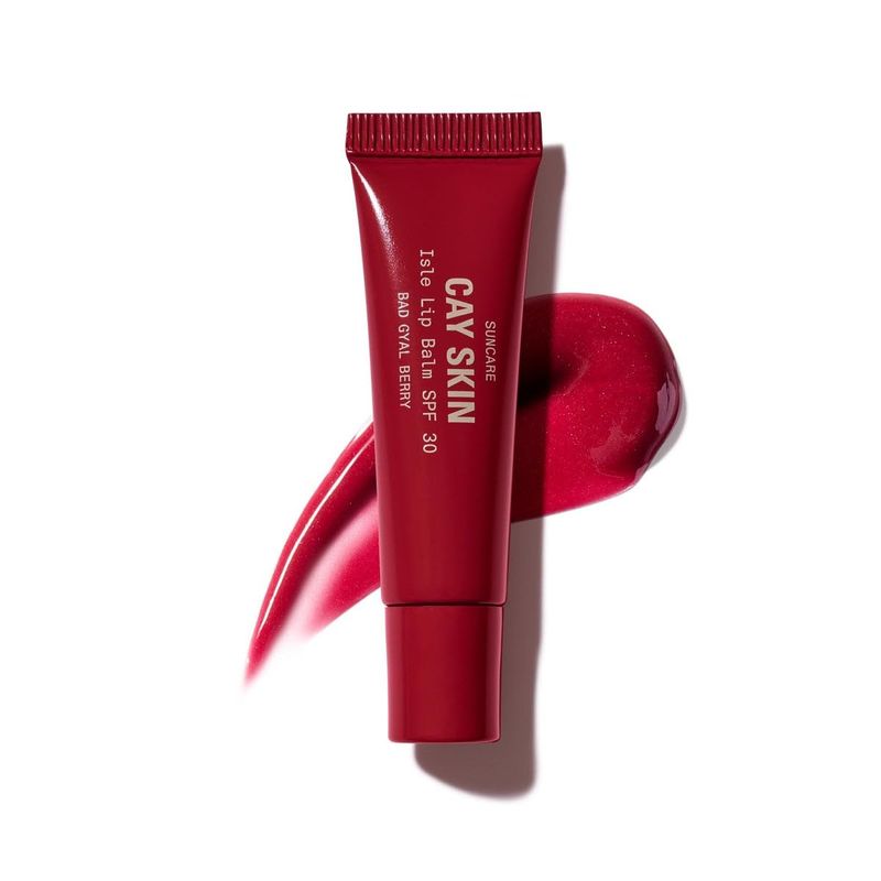 Cay Skin Isle Lip Balm Bad Gyal Berry SPF 30, Hydrating and Protective Daily Lip Gloss, Vanilla Brown Sugar Flavor, Suncare, UV Protection - 0.35oz