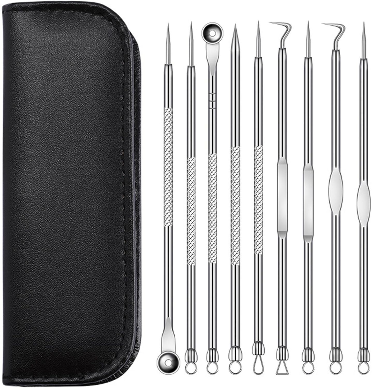 Blackhead Remover Pimple Popper Tool Kit - (9Piece Kit) - Professional Stainless Pimples Comedone Extractor Removal Tool