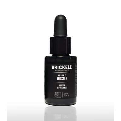 Brickell Mens Vitamin C Booster Serum for Men, Natural and Organic Vitamin C Booster for Face to Ramp Up Collagen Production, Fight Wrinkles and Aging, 0.5 Ounce, Unscented (Unscented, 0.5 Ounce)