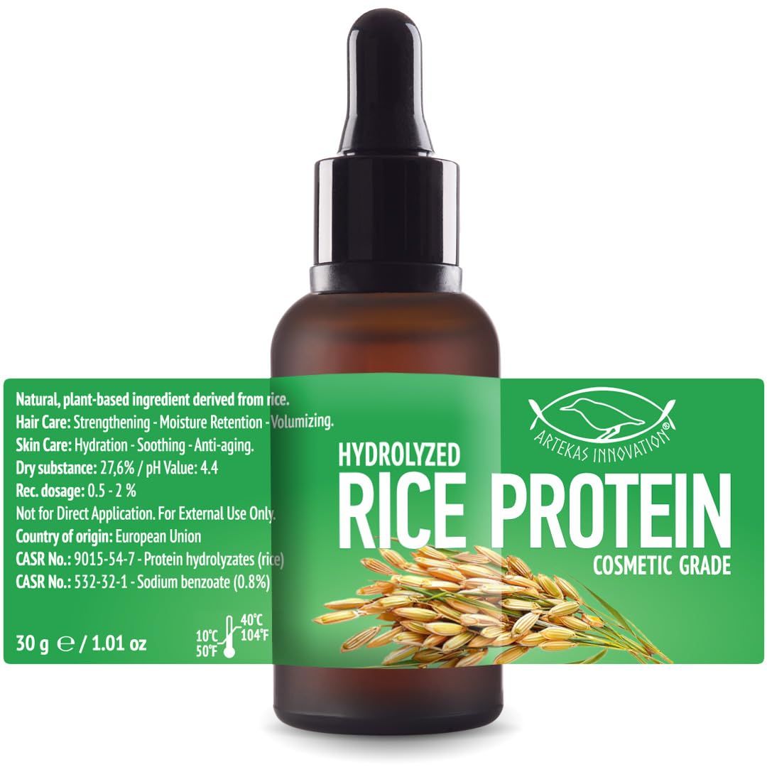 Artekas Innovation - HYDROLYZED Rice Protein - Liquid - 30g | 1oz - Cosmetic Grade - for Homemade Skin &amp; Hair Care Preparations