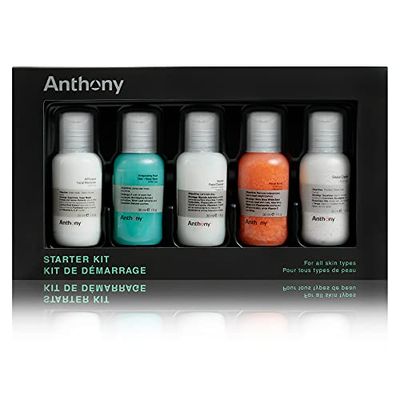 Anthony Starter Kit, 5 Count, Glycolic Facial Cleanser, Facial Scrub, All Purpose Facial Moisturizer, Invigorating Rush Hair &amp; Body Wash, Shave Cream