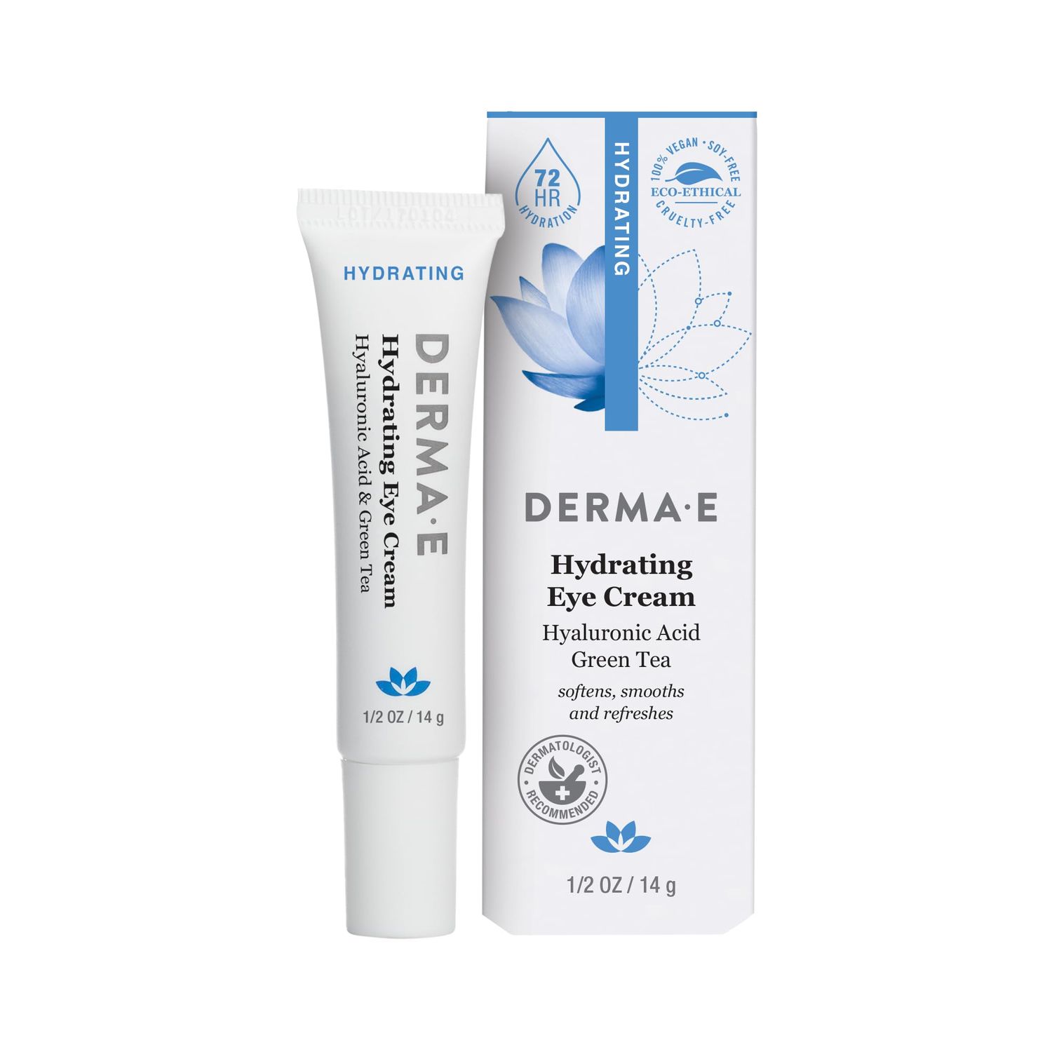 Derma E Hydrating Eye Cream - Firming and Lifting Hyaluronic Acid Treatment - Under Eye and Upper Eyelid Cream Reduces Puffiness and Appearance of Fine Lines, 0.5 oz