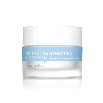Cosmedica Skincare Multi-Active Hydrating Night Cream - Revitalizing Overnight Moisturizer &amp; Anti-Aging Cream for Face and Neck with Hyaluronic Acid, Organic Shea, Glycolic Acid and Vitamin E 2 oz