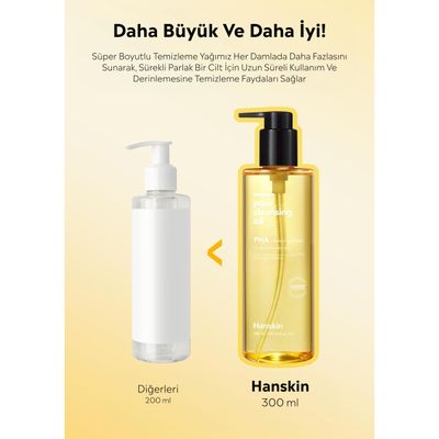 Hanskin Pore Cleansing Oil, Oil Cleanser for Face, Makeup Blackhead Remover, Korean Cleanser for Sensitive Skin [PHA] (10.14 oz)
