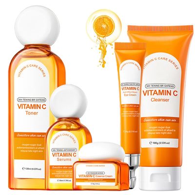 ARCHIDATE Vitamin C Face Routine Set for Women, Anti Aging Skin Care Set, Delay Skin Aging, Deeply Moisturize, Repair Skin, Face Care Kit Include Cleanser, Toner, Face Serum, Face Cream, Eye Cream