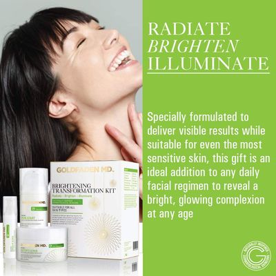 GOLDFADEN MD Brightening Transformation Kit | Advanced Skin Care Regime For Face | Includes Doctors Scrub Microdermabrasion Exfoliator, Pure Start Cleanser &amp; Bright Eyes Eye Cream | 3 Pc Set