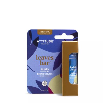 ATTITUDE Plastic-free Lip Balm, EWG Verified Plant- and Mineral-Based Ingredients, Vegan and Cruelty-free Personal Care Products, Unscented, 0.3 Oz