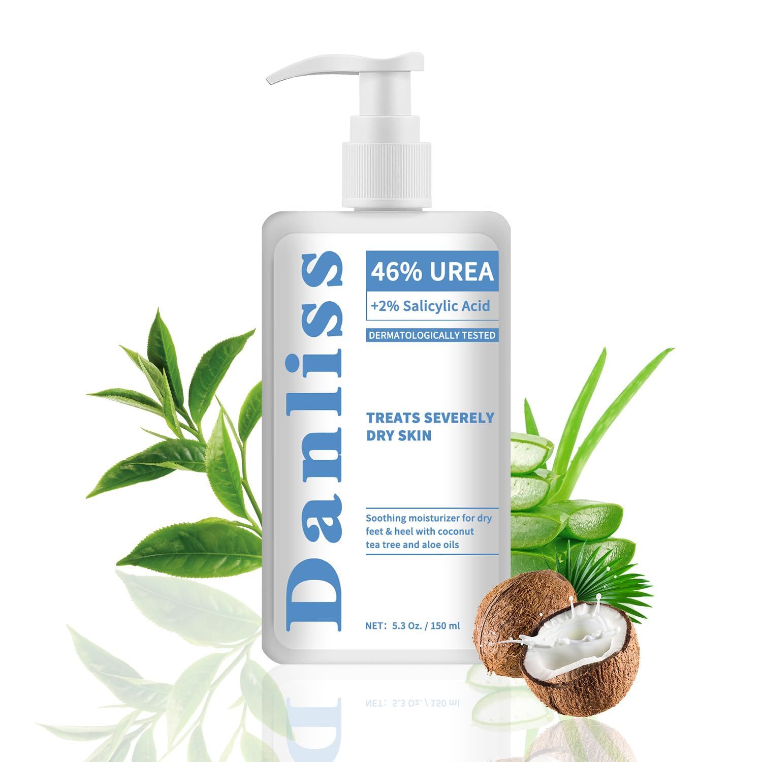 Danliss Urea Cream 46 Percent, 5.3 Oz Urea Foot Cream Hydrating Moisturizer Softener for Feet Care Dry Cracked Heels Callus Hands Repair Treatment with 2% Salicylic Acid, Dead Skin Remover