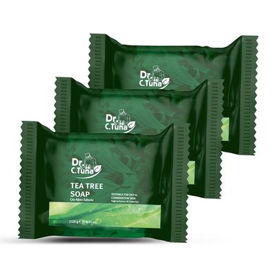 FARMASi Dr. C. Tuna Tea Tree Soap, Soothes Dry, Itchy, Cracked, Irritated Skin, Powerful Skin Protection, Hydrating and Replenishing Skin Care, Face &amp; Body Soap, 4.1 fl.oz (Pack of 3)