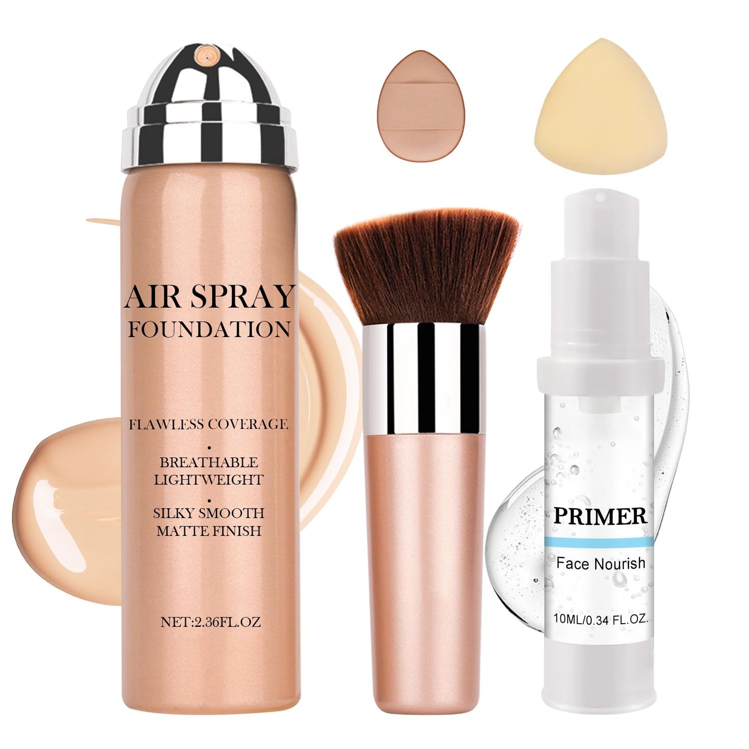 CAHIUYOA Magic Minerals Airbrush Foundation Spray Makeup Silky Full Coverage Airbrush Flawless Foundation for Mature Skin,Natural Matte Finish Moisturizing Makeup Primer - 03 Nude