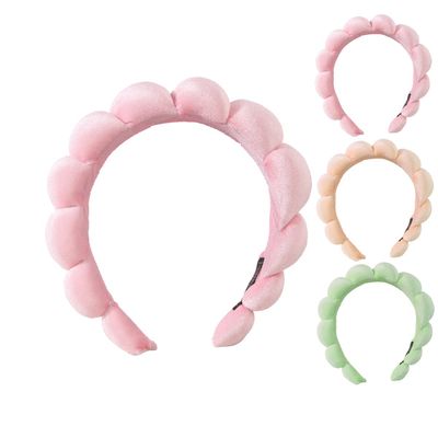 Aaiffey Mimi and Co Spa Headband for Women,Sponge Spa Headband for Washing Face Makeup Headband for Skincare,Shower - Soft &amp; Absorbent Material Terry Towel Cloth Fabric Head Band (Pink)