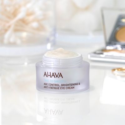 AHAVA Time to Smooth Age Control Brightening &amp; Anti Fatigue Eye Cream - Brightens Dark Circles, Reduce Wrinkles, enriched with Exclusive Osmoter &amp; 3D Complex of anti-aging Dunaliella Algea, 0.5 Fl.Oz