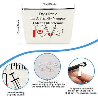 Funny Nurses Makeup Bag Gift Phlebotomist Gifts Phlebotomy Technician Phlebotomist Nurse Gifts Cosmetic Bag Pouch for Women Nurses Day Birthday Gift for Technician Hematologist Medical Technologist