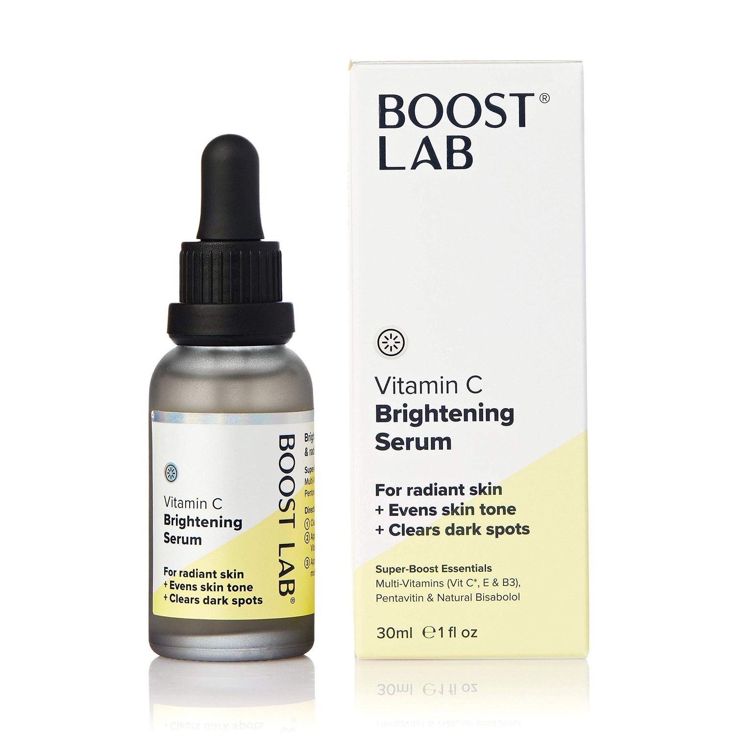 BOOST LAB Vitamin C Brightening Serum for Men &amp; Women Radiant Skin &amp; Face- Evens Skin Tone, Clear Dark Facial Spots- Simple, Pure &amp; Potent- Paraben, Sulphate, Fragrance &amp; Cruelty Free- 30 ml (1 fl oz)