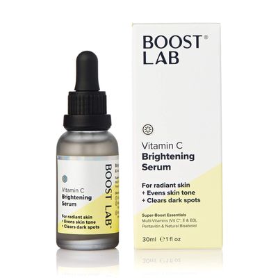BOOST LAB Vitamin C Brightening Serum for Men &amp; Women Radiant Skin &amp; Face- Evens Skin Tone, Clear Dark Facial Spots- Simple, Pure &amp; Potent- Paraben, Sulphate, Fragrance &amp; Cruelty Free- 30 ml (1 fl oz)