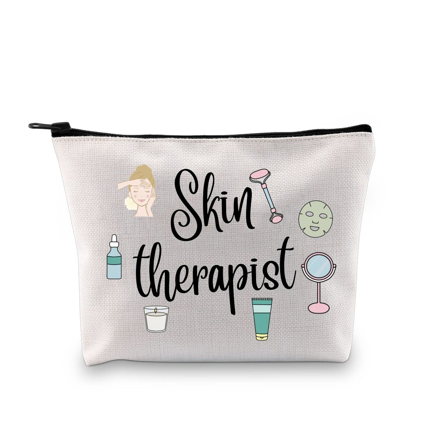 GJTIM Skin Therapist Gift Skin Specialist Gift Skin Care Technician Esthetician Makeup Zipper Pouch Therapist Appreciation Gift for Dermatologist (Skin Therapist Bag)