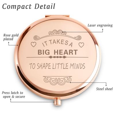 COYOAL Teacher Appreciation Gifts for Women, Unique Thank You Teacher Gifts, Personalized Presents Valentines Day Birthday Retirement, Engraved Compact Mirror