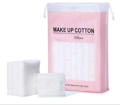 200 Pcs Rectangle Pure Organic Facial Makeup Cotton Pads Lint Free Cotton Remover Pads Square Face Cleansing Pads Wipes Cotton Pieces Cotton Puff for Face Discharge Makeup Skin Clean and Care