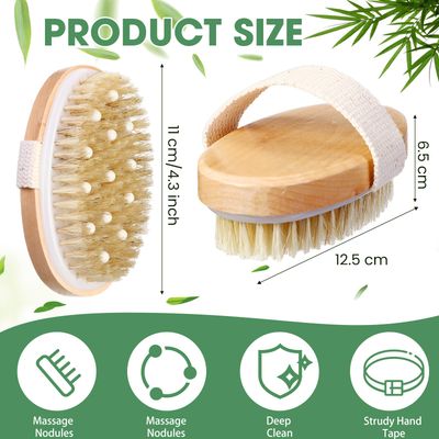 Gejoy 10 Pcs Dry Brushes for Body Dry Brushing Body Brush Exfoliating Brush with Massage Nodule Body Scrubber for Shower Bath Back Circulation Improvement Dead Skin Remove Beauty Exfoliator (Oval)