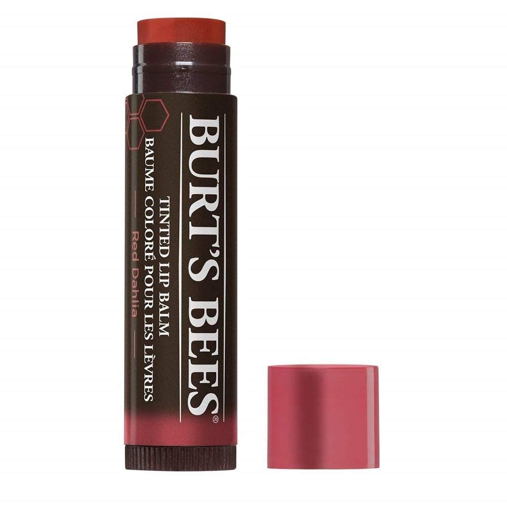 Burts Bees 100% Natural Tinted Lip Balm, Red Dahlia with Shea Butter &amp; Botanical Waxes, 4 Tubes