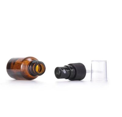 5Pcs 30ml 1oz Amber Glass Fine Mist Spray Bottles for Essential Oils Mini Spray Bottles Refillable Cosmetic Container Perfume Sample Bottles Vials with Black Sprayers for Skin Care and Aromatherapy
