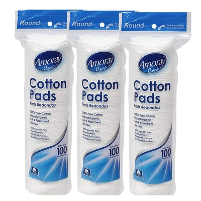 Amoray Care Cotton Pads (300 Count) | Make up Remover, Hypoallergenic, Lint Free | 100% Pure Cotton