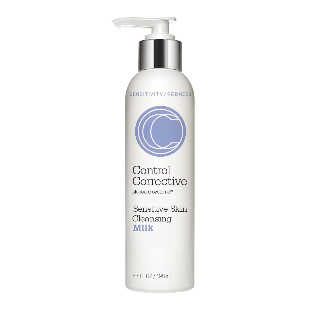 CONTROL CORRECTIVE Sensitive Skin Cleansing Milk, 6.7 Oz - Creamy, Calming Cleanser With Soothing Liden Flower, Gentle, Comfrey, Aloe Vera, Chamomomile Extracts, Removes Make-Up &amp; Daily Build Up