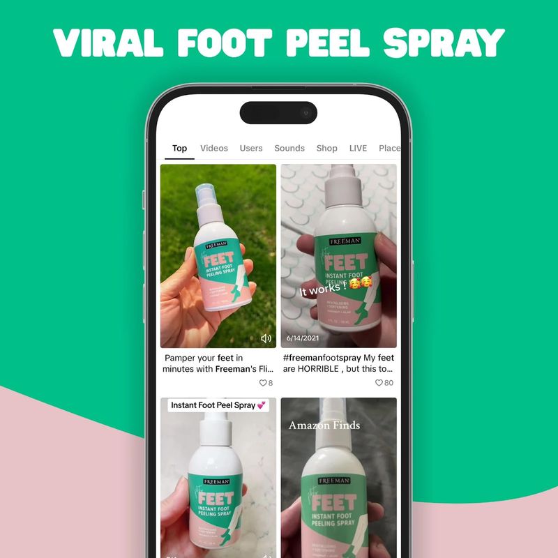 Freeman Flirty Feet Instant Foot Peeling Spray, Exfoliating Foot Mask For Summer, Moisturizing &amp; Smooth Dry, Cracked Heels, Remove Dead Skin Quickly, Cruelty-Free &amp; Vegan, 4 fl.oz./ 118 ml Bottle