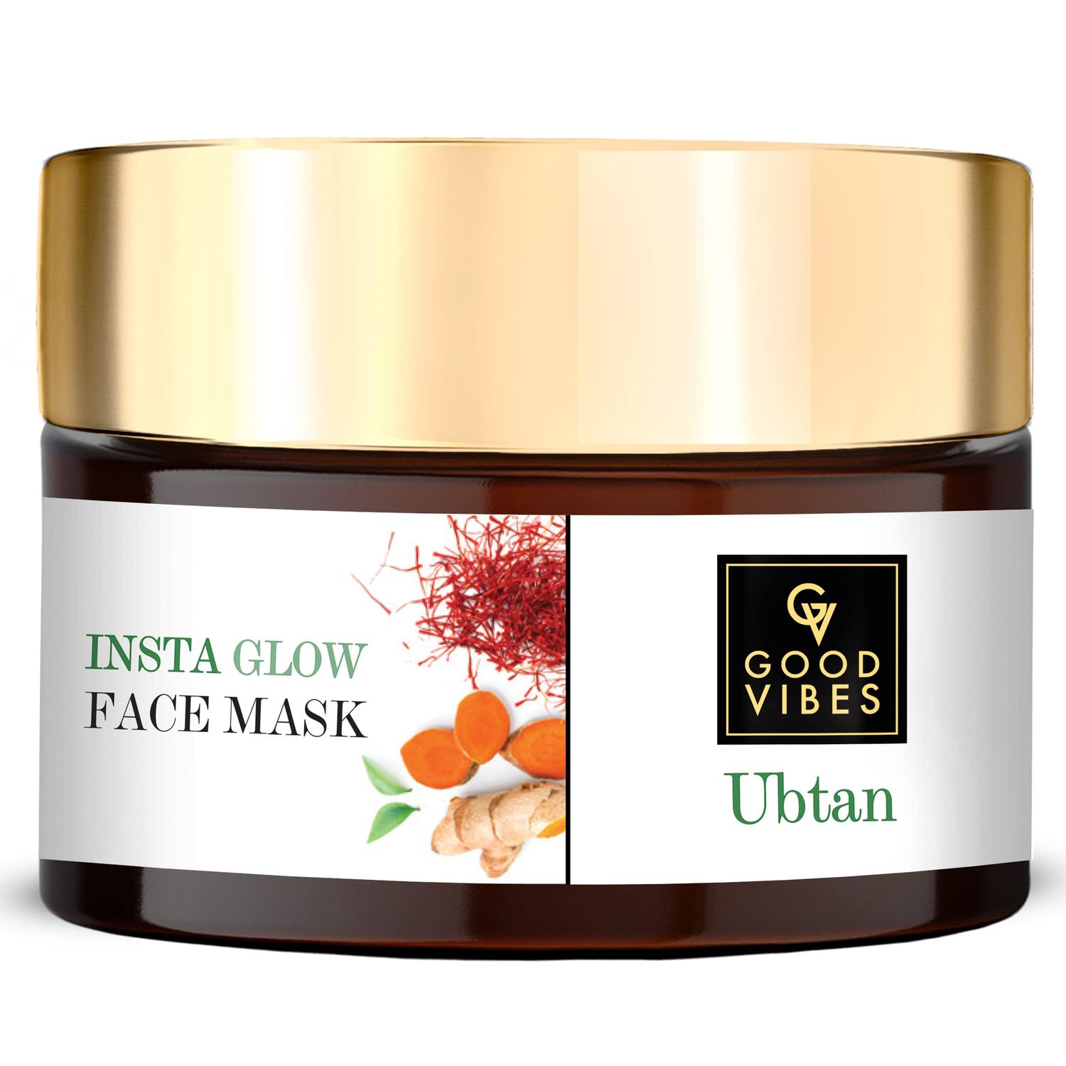 Good Vibes Ubtan Insta Glow Face Mask | with Turmeric &amp; Saffron | Unclog Pores | Removes Dirt &amp; Impurities | Enhances Natural Glow | 1.76 Oz/50g