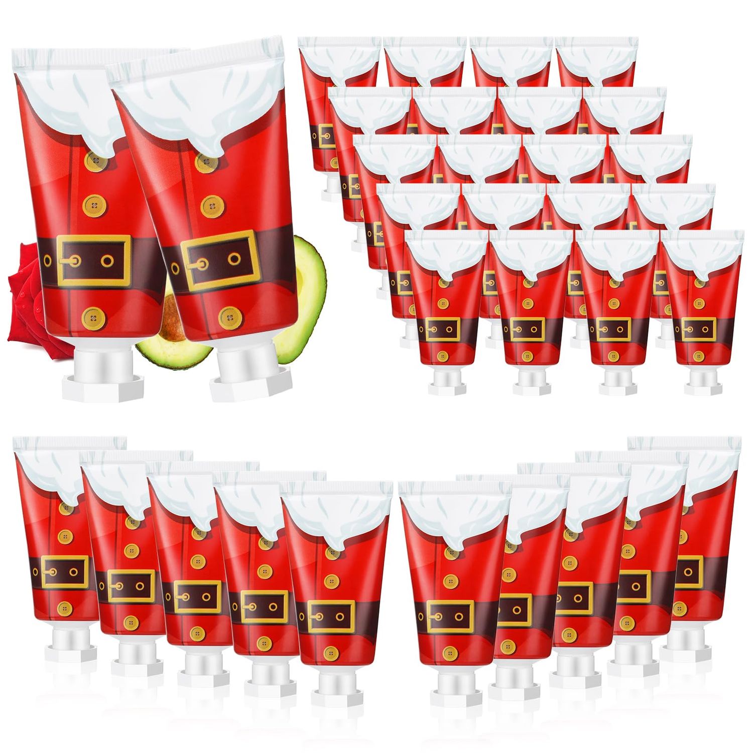 Heigble 30 Pcs Christmas Hand Cream Gift Bulk Christmas Gifts for Women Mini Hand Lotion Set 1.1 Fl oz Travel Size Hand Cream for Dry Skin Men Women Mom Coworkers(Santa Belt)