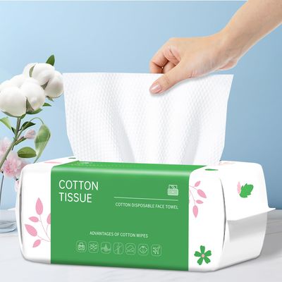Disposable Face Towel, 100 Count Biodegradable Face Clean Towels, for Washing Soft Cotton Dry Wipes Facial Cloths Towelettes for Washing and Drying, Facial Tissue for Cleansing