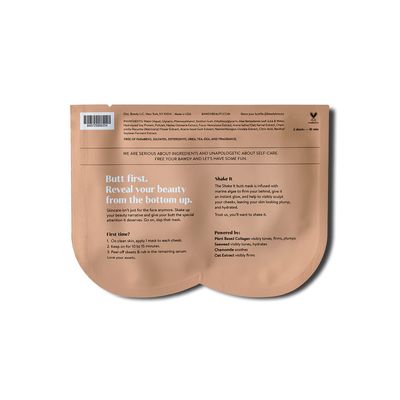 BAWDY Shake It - Marine Algae Beauty Mask for Your Butt - Firming + Illuminating Mask for Your Behind - 2 Sheets, One for Each Cheek - Clean Beauty Mask for Your Butt (2 Sheets - Single-Use)