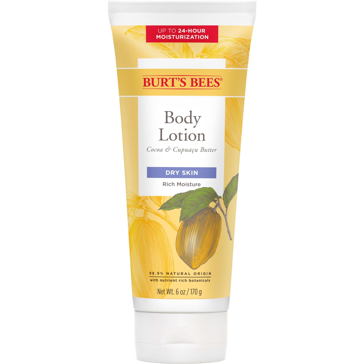 Burts Bees Butter Body Lotion for Dry Skin with Cocoa &amp; Cupuau, 6 Oz (Package May Vary)