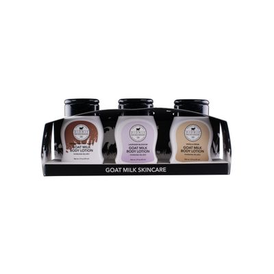 Dionis Goat Milk Skincare Body Lotion Gift Set - Assorted Scented Travel Size Body Lotion In a Gift Box - Mini Hand Lotion Self Care Gifts for Women, Cruelty Free Lotion For Dry Skin Relief 2oz, 3Pack