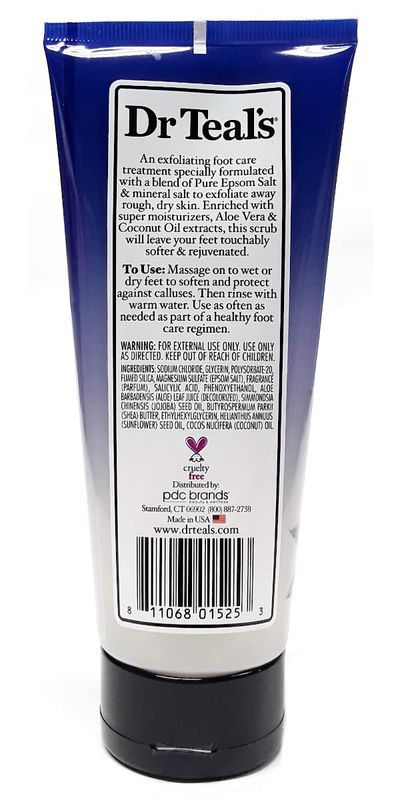 Dr. Teals Softening Remedy Coconut Oil Foot Scrub Gift Set (2 Pack, 6oz ea.) - Essential Coconut Oils &amp; Aloe Vera Replenish and Moisturize Dry, Damaged Skin - Blended with Pure Epsom Salt