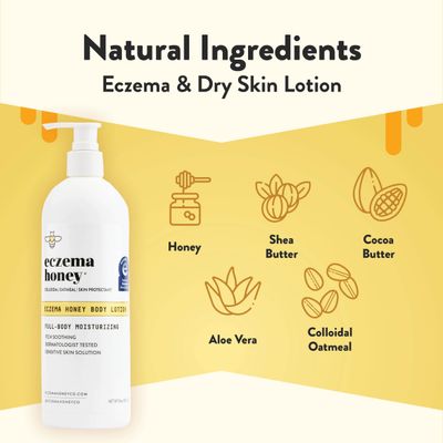 ECZEMA HONEY Oatmeal Body Lotion - Hand &amp; Body Cream for Eczema Relief - Natural Dry Skin Repair (16 Oz)