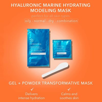 Dr Dennis Gross Hyaluronic Marine Modeling Mask: for Dehydrated Skin, Dull Complexion &amp; Fine Lines and Wrinkles, 4 Treatments