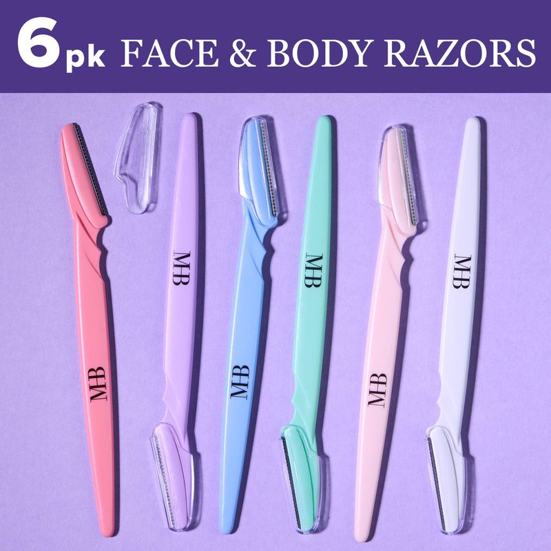 Expressions 6pc Face &amp; Body Razors - 6-Pack Premium Professional Disposable Razors for Smooth, Flawless Skin Dermaplaning Tool, Face &amp; Eyebrow Razor