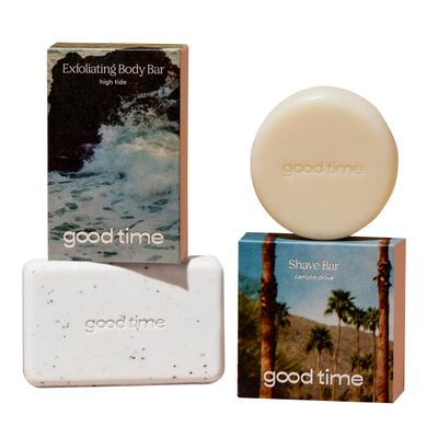 GOOD TIME Exfoliating Body Bar &amp; Moisturizing Shave Bar, Smooth + Soothe Duo - Skin Care for Clean, Hydrated Skin - Sustainably Crafted - Made in USA