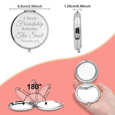 Christian Friendship Gifts Compact Mirror Inspirational Gifts for Friends Friendship Religious Gifts Christian Bible Verse Gifts Scripture Gifts Easter Prayer Gift Pocket Makeup Mirror Baptism Gifts