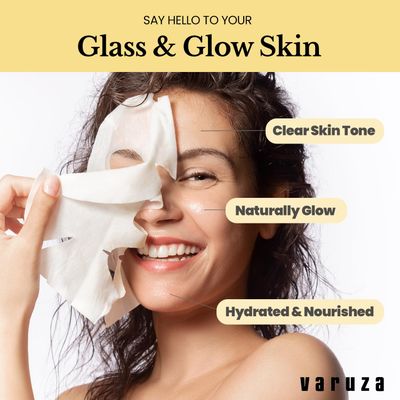 Core Brightening Face Mask with Niacinamide Serum 5%, Tranexamic Acid Serum Korean Rice Face Mask for Glass Skin Care, Moisturizing Glowing Sheet Masks &amp; Anti-Aging, Cruelty Free, Fragrance Free