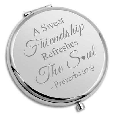 Christian Friendship Gifts Compact Mirror Inspirational Gifts for Friends Friendship Religious Gifts Christian Bible Verse Gifts Scripture Gifts Easter Prayer Gift Pocket Makeup Mirror Baptism Gifts
