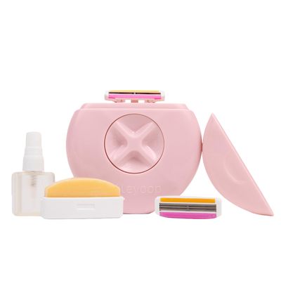 Alleyoop Portable Travel Razors For Women - Perfect For Touch Ups On-The-Go - Includes Refillable Blades, MoisturizingBar &amp; Water Spray Bottle - Safe For All/Sensitive Skin Types (Dusty Pink)