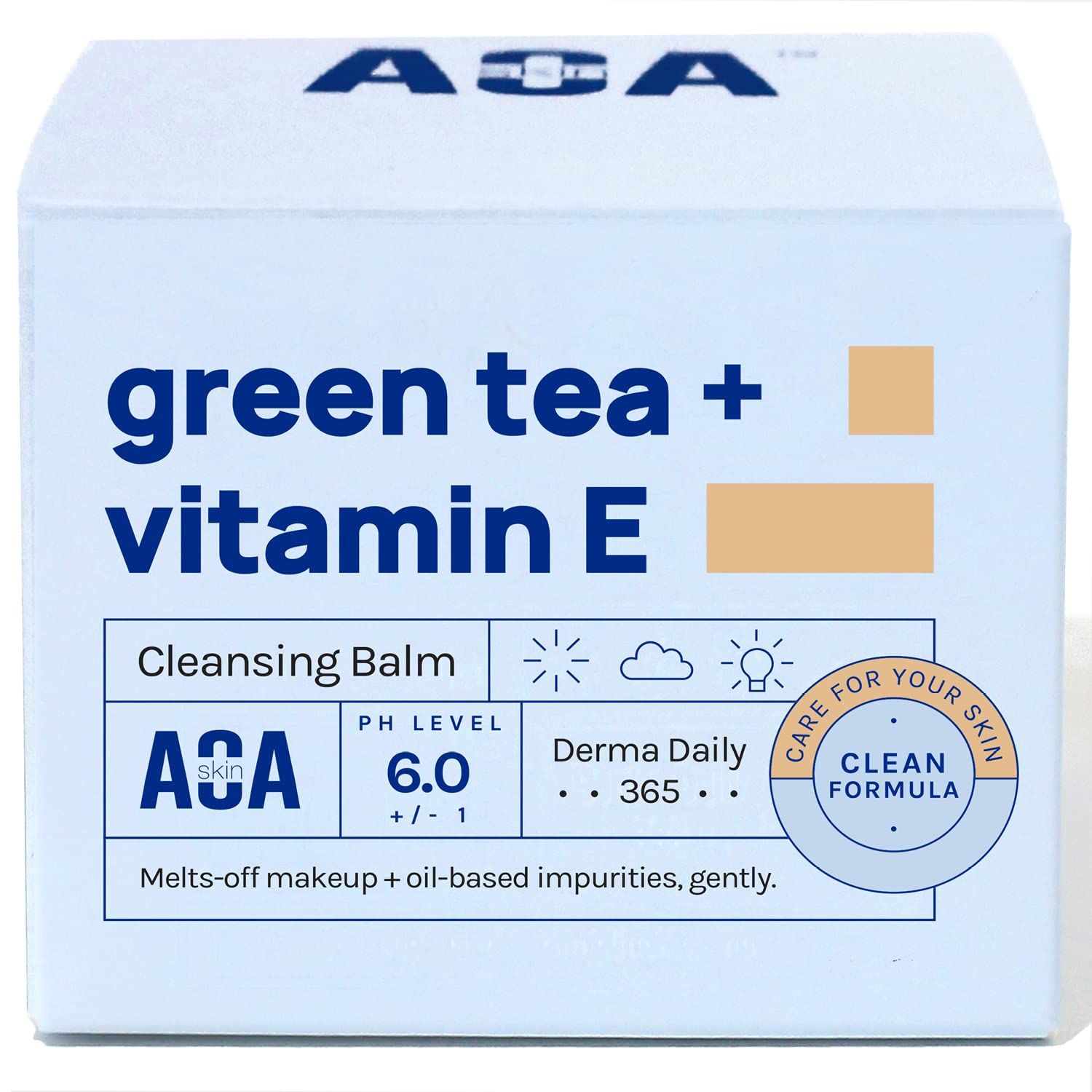 AOA STUDIO Skin Green Tea &amp; Vitamin E Cleansing Balm, Melting Balm to Oil for Makeup Remover, Double Cleansing, Face Wash Cleanser All Skin Type 3.38 Fl Oz, 100 ml