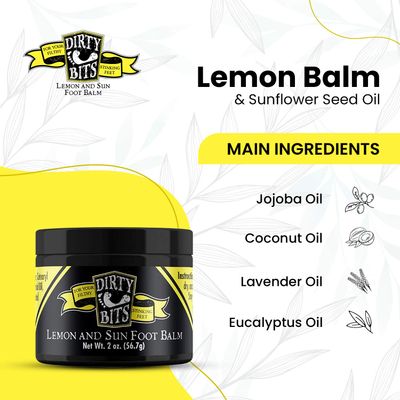 Dirty Bits Lemon and Tea Tree Oil Natural Foot Balm | Extra Strength Plant Rich Balm for Fast Acting Relief | Topical Ultra Care for Itchy Feet, Toenails, Heels and Cracked Feet | Care for Athletes